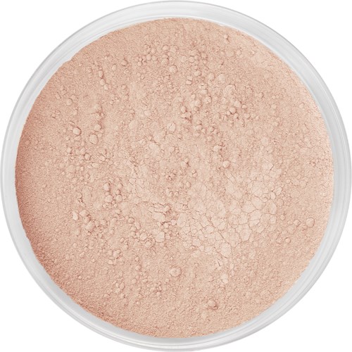 Light pink, loose powder in a clear round container.