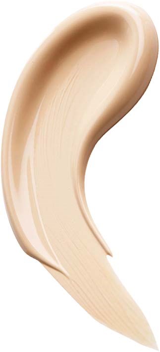 A beige, curved, soft-looking cosmetic product, possibly foundation or concealer, with a smooth texture.
