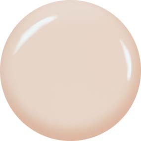 A round, beige, shiny ball with smooth surface and bright reflections.