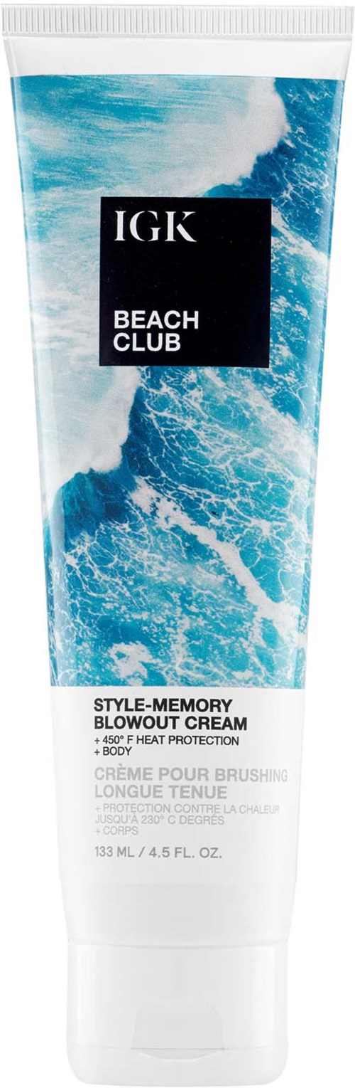 Tube mit IGK Beach Club Style-Memory Blowout Cream mit Meereswellen-Grafik, 133 ml/4,5 Fl Oz.