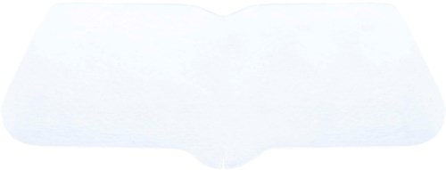 Een witte, rechthoekige maskerp met gaten voor de ogen en een centrale opening voor de neus.