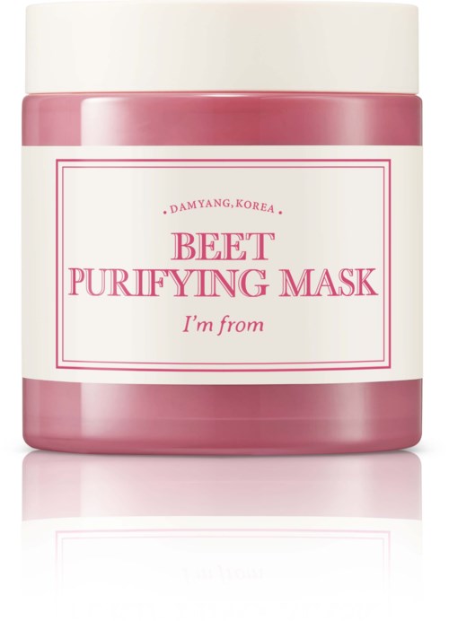 Een roze potje met bietenreinigen maskertje uit Korea met witte deksel en label.