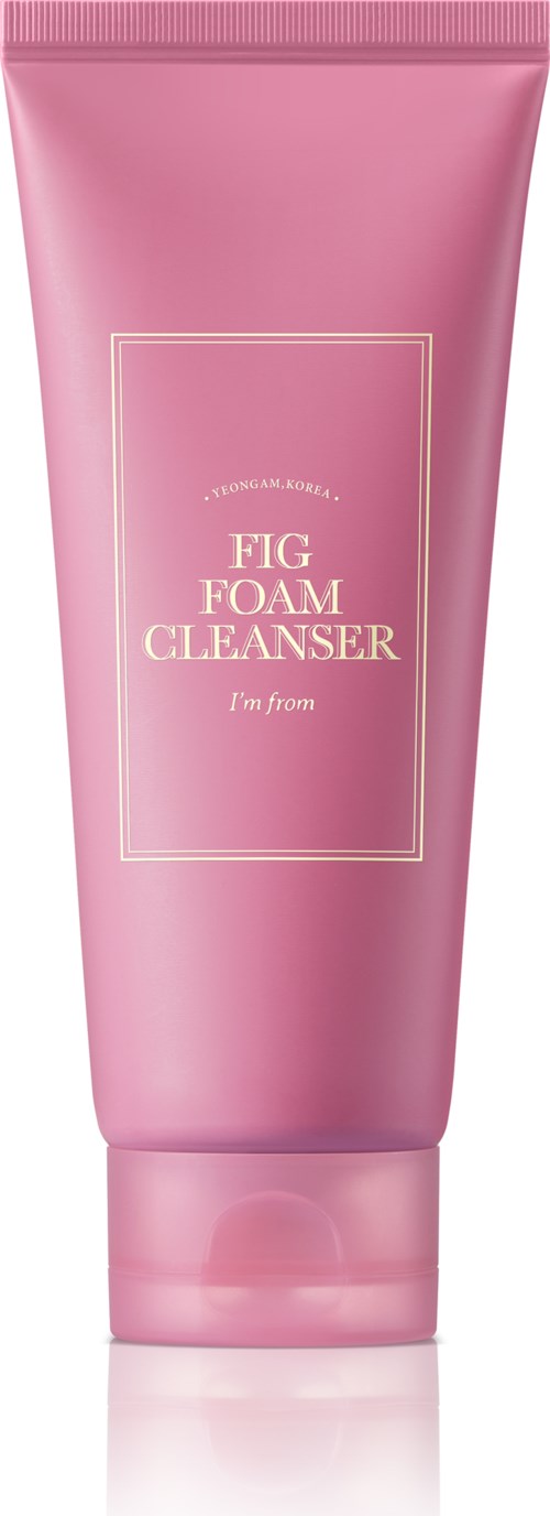 Pink tube of Fig Foam Cleanser with a simple label and cap, designed for facial cleansing.