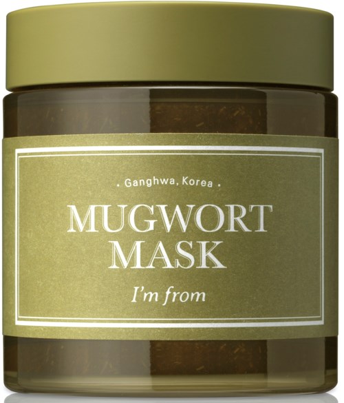 Ein grüner Behälter mit Mugwort Mask aus Ganghwa, Korea, mit goldener Deckel und schlichtem Design.