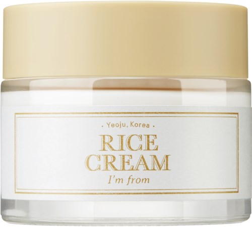 Een pot met een beige deksel en wit etiket, aangeeft dat het rijstroom is, gemaakt in Korea.