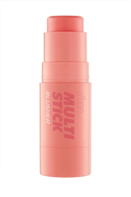 Rosa zylindrischer Stick mit der Aufschrift "Multi Stick Blusher". Es sieht aus wie ein Make-up-Produkt. Die Verpackung ist einfach und pastellfarben.