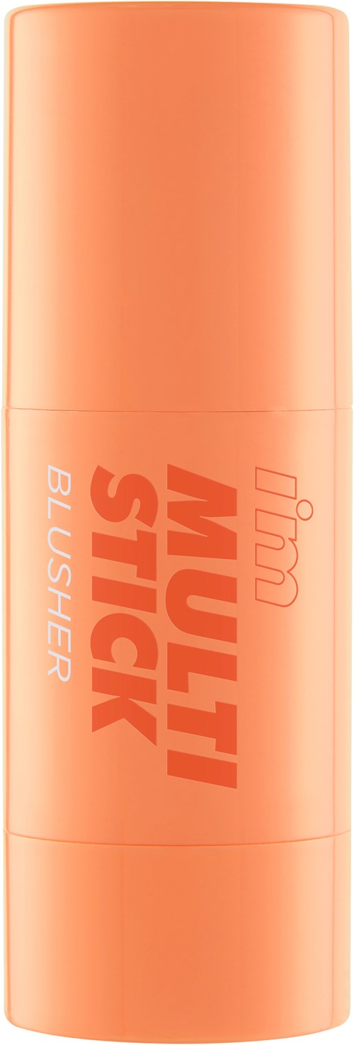 Een perzikkleurige lippenbalsemrubber met oranje tekst die zegt "MUTTI STICK BLUSHER".