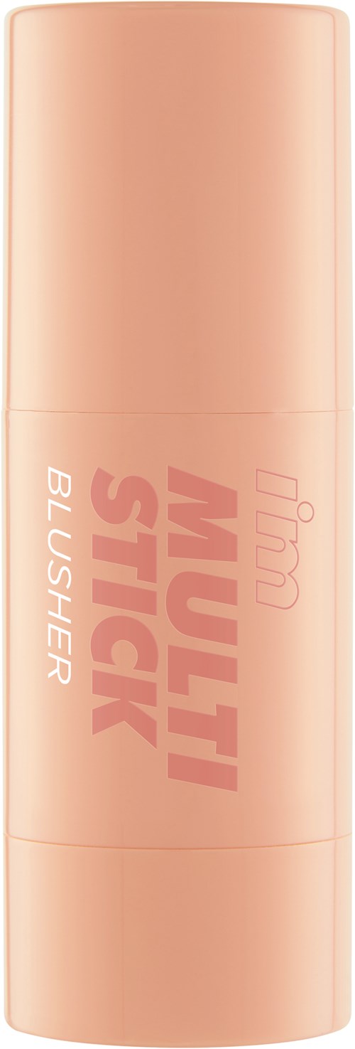 Een roze cilindervormige tube met de tekst 'Multi Stick Blusher'. Het bevat waarschijnlijk een make-up product voor de wangen.