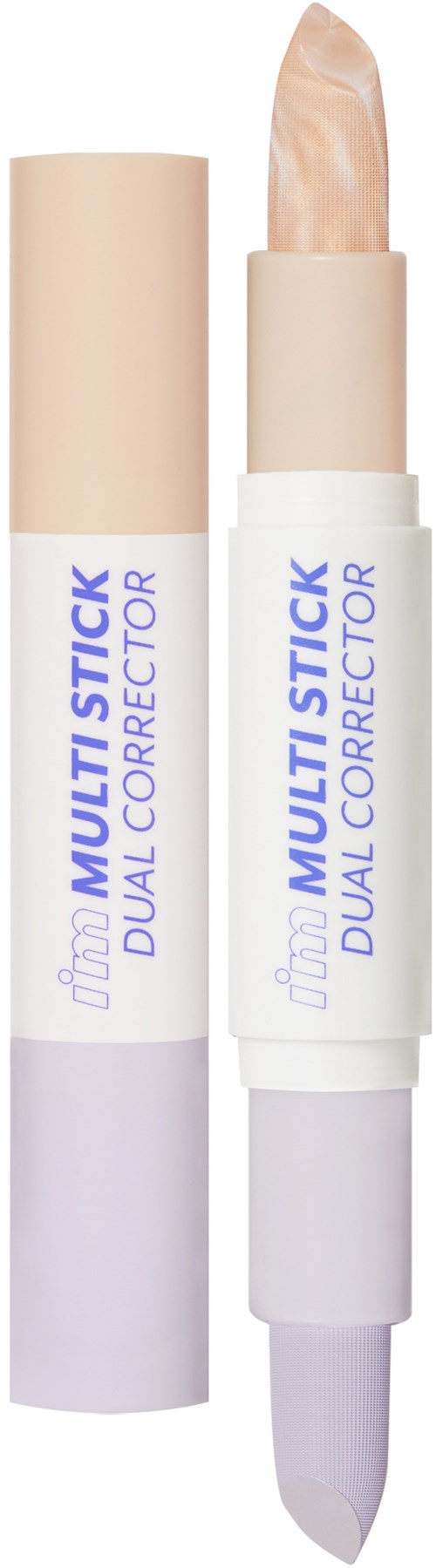 A dual-ended stick with a beige cap and white body, featuring a light beige formula, labeled 'MULTI STICK DUAL CORRECTOR.'