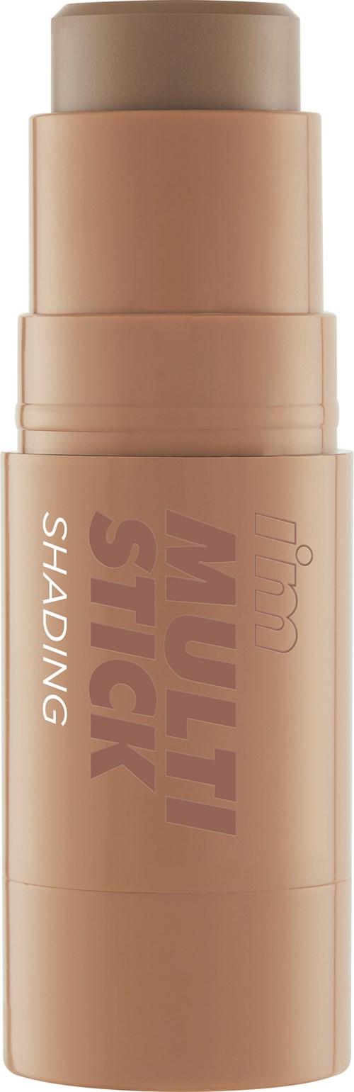 Een beige stick make-upproduct met 'Multi Stick' en 'Shading' geschreven.