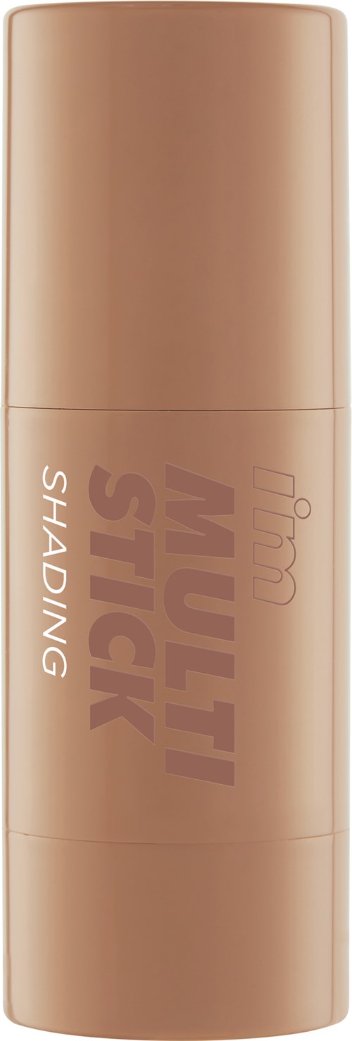 Een beige cilindervormige verpakking voor haardressing, gemerkt met "Multi Stick" en "Shaping" aan de zijkant.