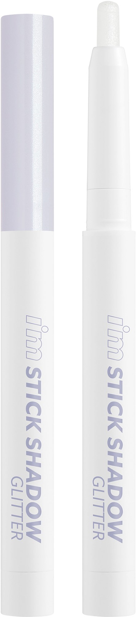 Een witte make-up pen met zilveren dop, labeled 'FIMI Stick Shadow Glitter' voor oog make-up.