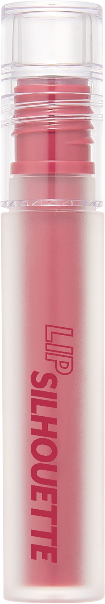 Ein rosa Lipgloss-RV mit durchsichtigem Deckel und der Aufschrift "LIP SILHOUETTE".