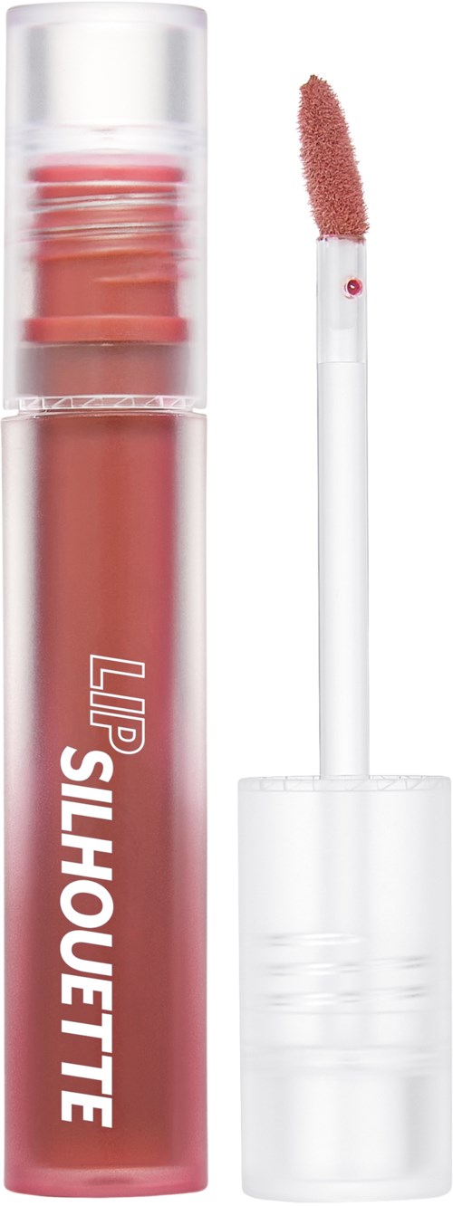 Lip gloss tube with a doe-foot applicator, pinkish color, transparent container, and white cap.