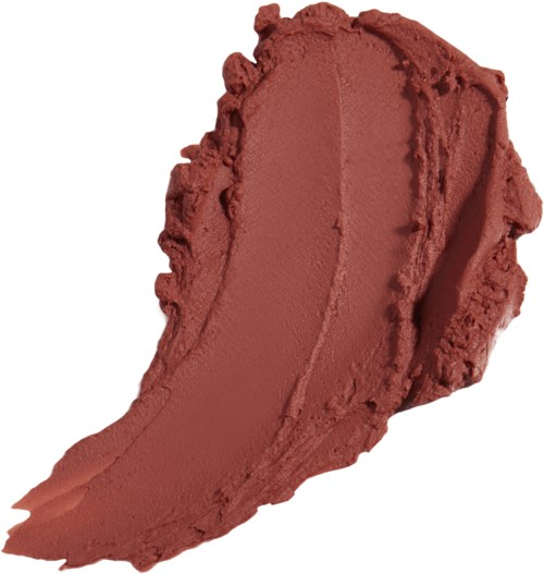 A smear of pinkish-brown makeup or clay with rough edges and smoothed center.