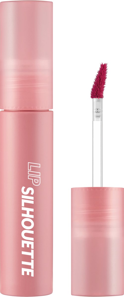 Rosa Lippenstiftflasche mit einem Applikator, der herausragt. Der Markenname ist sichtbar.