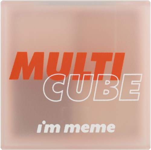 Ein rosa Quadrat mit den Worten "MULTI CUBE" und "im meme" in großen, bunten Buchstaben.