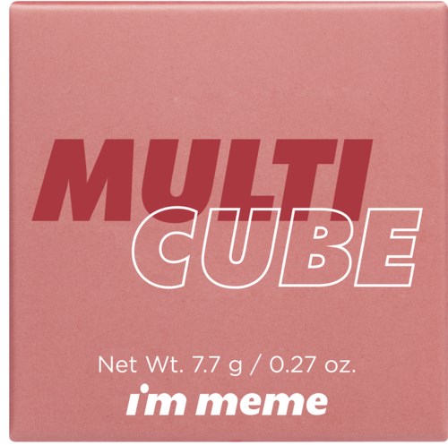 Eine rosa Box mit Text 'MULTI CUBE' und Gewicht. Unten steht 'im meme'.