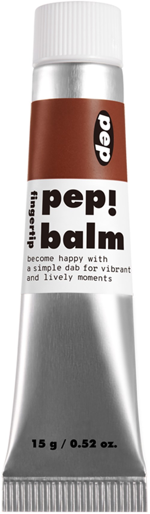 Ein kleiner Tuben-Pflegestift mit Pfefferminzgeschmack, Name 'pep! balm'.