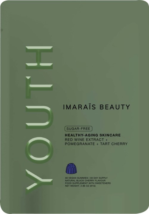 Green packaging with the words "You of I" and details about a skincare product, including ingredients and benefits.
