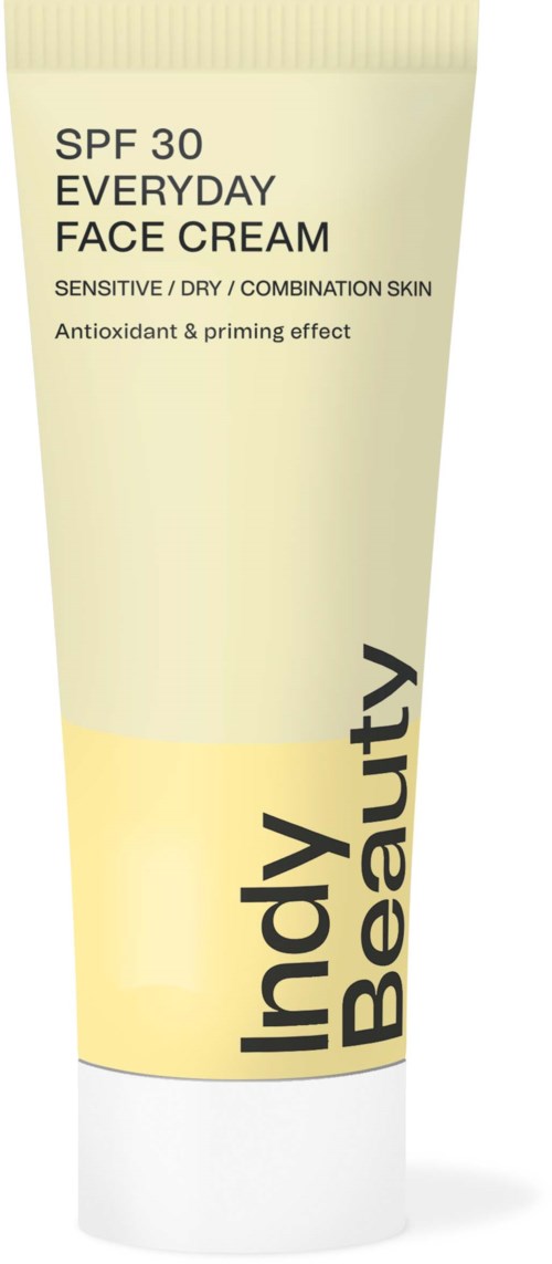A tube of face cream with SPF 30 for sensitive, dry, or combination skin, with antioxidant and brightening effects.