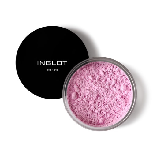 Pinkki irtonainen jauhe ympyrämuotoisessa säiliössä, jossa on musta kansi ja teksti 'INGLOT' ja 'EST. 1983'.