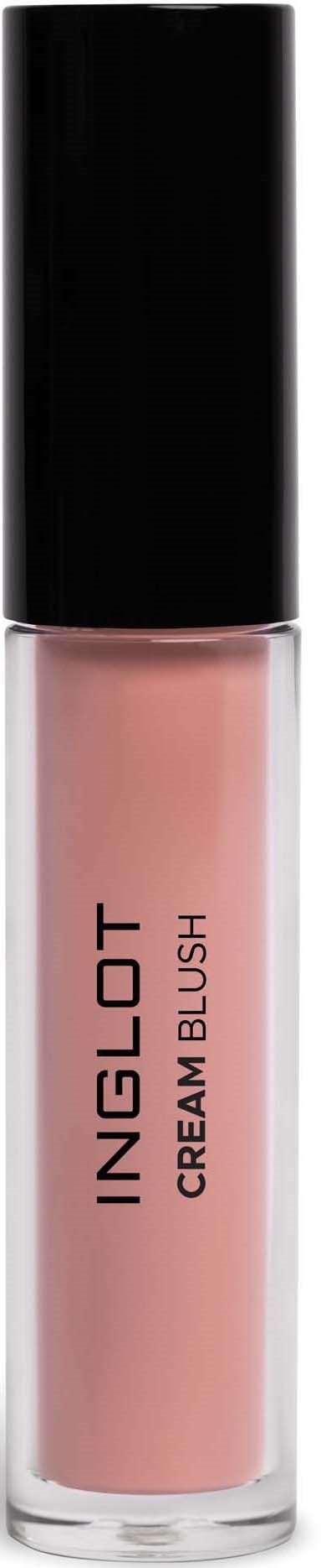 Eine Flasche Inglot Cream Blush mit schwarzem Deckel und pinker Flüssigkeit.