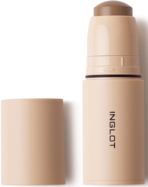 Een beige draagbaar apparaat met dop en de tekst 'INGLOT', bedoeld voor make-up of huidverzorgingsproduct.