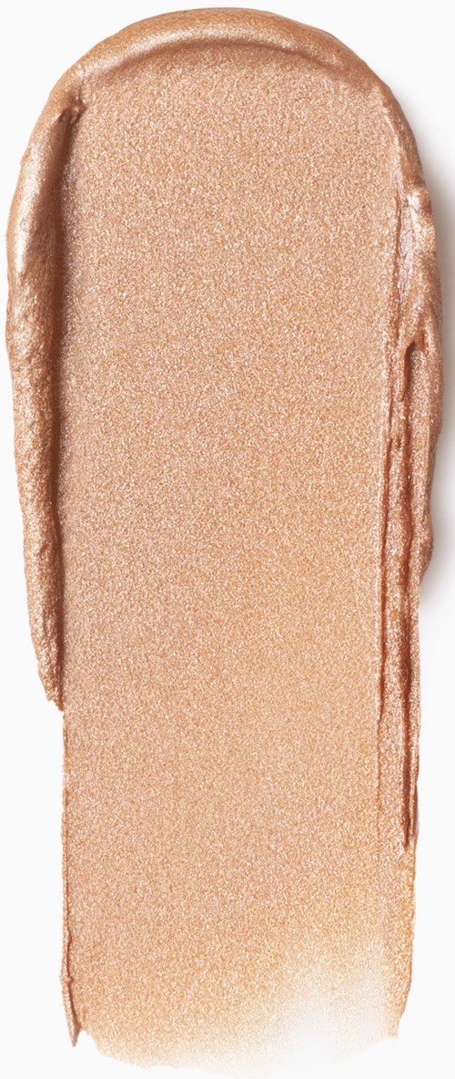 Ein beiger Make-up-Grundierungsstrich mit glatter Textur, geformt wie ein Pinselstrich. Kein Text oder zusätzliche Elemente.