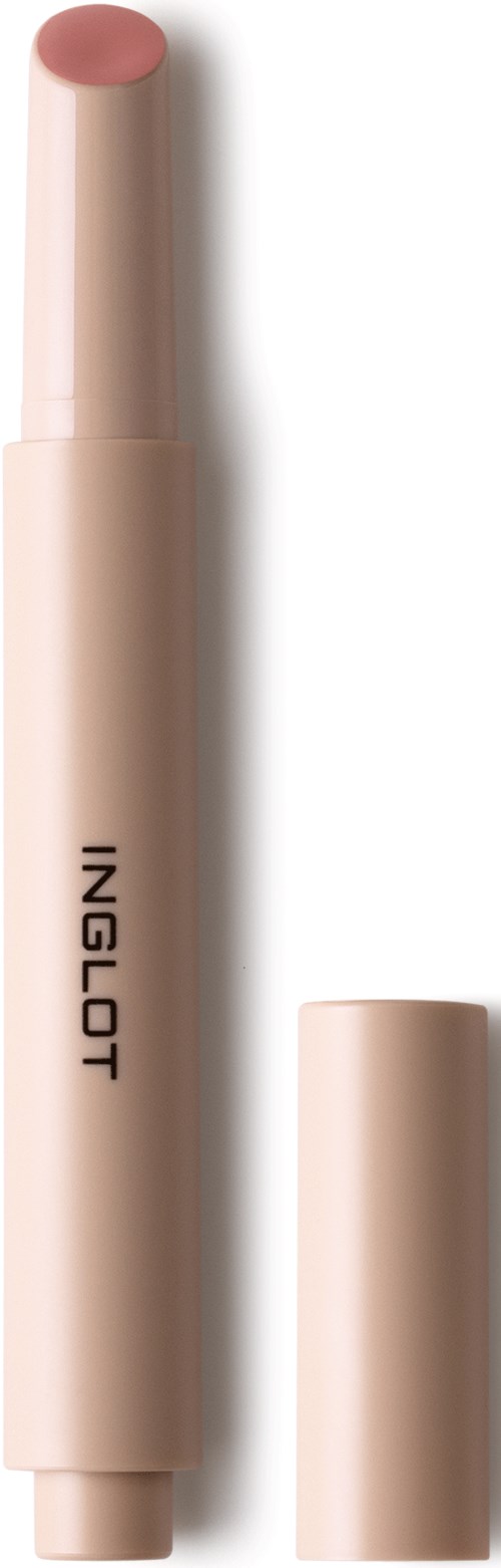 A beige stick of Inglot makeup with the cap removed, showing the makeup tip.
