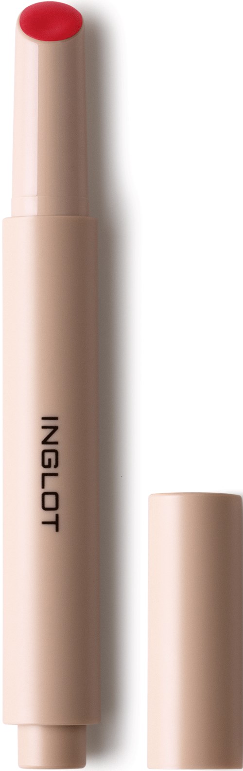 A beige lip crayon with a red tip and a detached cap showing the brand name INGLOT.