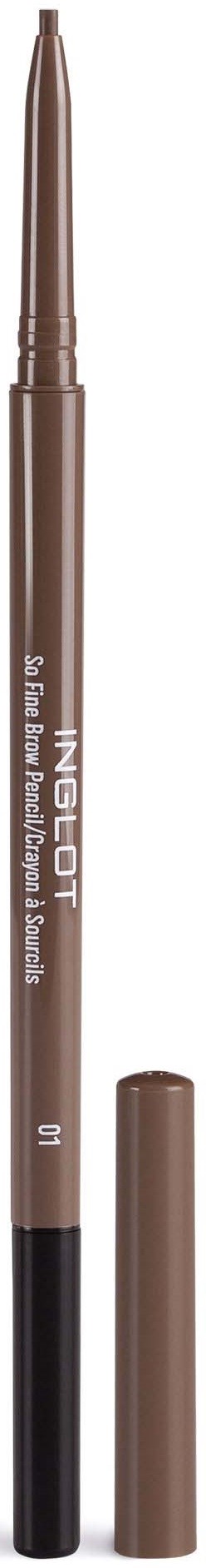 Een bruine wenkbrauwpotlood met deksel, gemarkeerd "Brow Pomade" en "10" in witte letters.