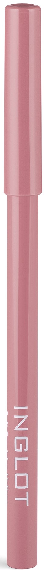 Een roze pen met het woord "INGLOT" erop, staand verticaal.