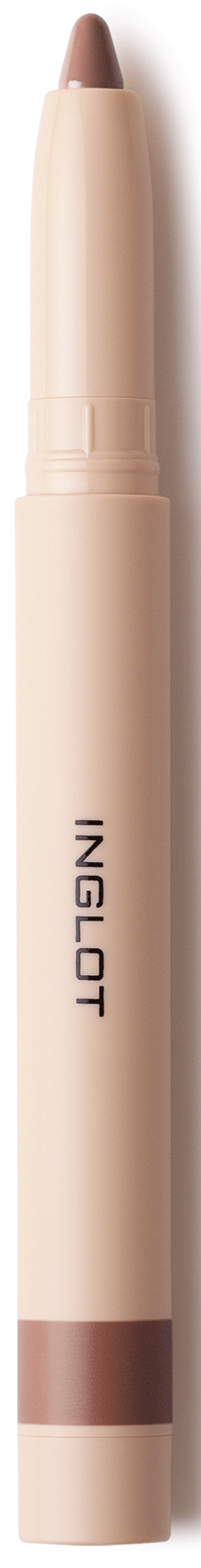 Een beige make-uppen met een bruine punt in een beige houder, met het label 'INGLOT'.