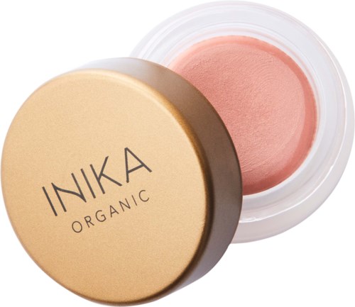 A small jar of pink cream with a beige lid that says 'INKA ORGANIC'. The lid is partly open, showing the cream inside.