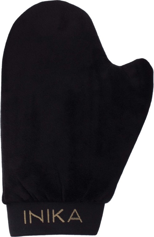 A black oven mitt with the name INIKA written at the cuff area.