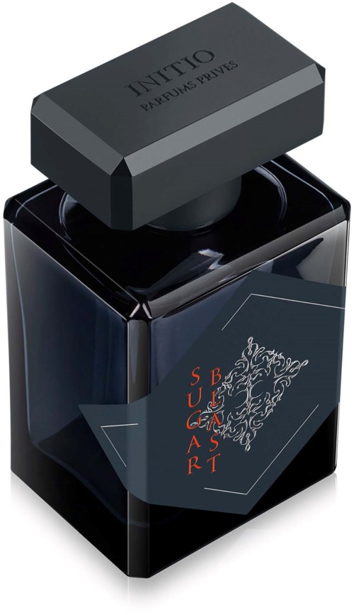 A black ink bottle with a gray cap and a decorative label labeled Superart. The label features a design and the word 'INTUITIO'.