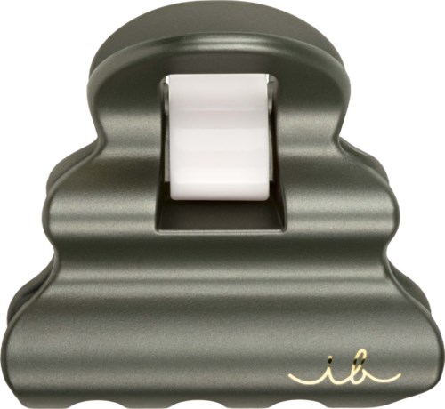 A silver, cloud-shaped tape dispenser with a roll of tape in the middle and a small gold logo at the bottom.