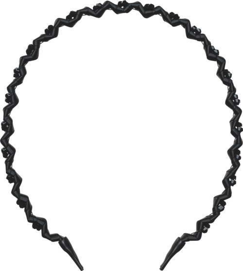 A black, wavy, flexible headband with no decorative parts or colors.