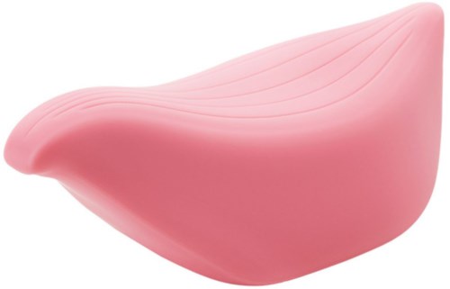 Ein rosa, glatt geformtes Objekt mit Rillen, ähnlich einem Blütenblatt oder einer weichen, abstrakten Form.