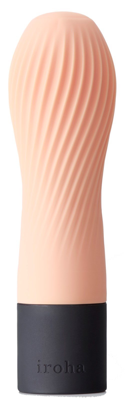 A pink, textured, cylindrical object with a black base, possibly a personal care item or device.