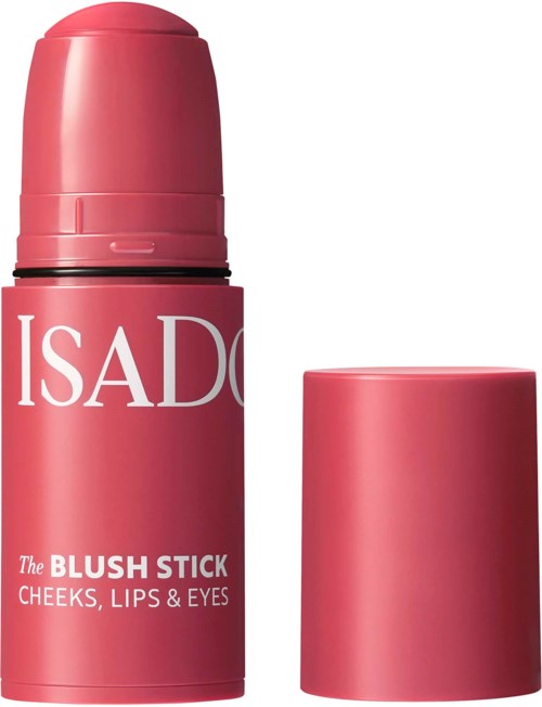 Ein rosa Make-up-Stift mit Deckel, mit der Aufschrift IsaD., für Wangen, Lippen und Augen.