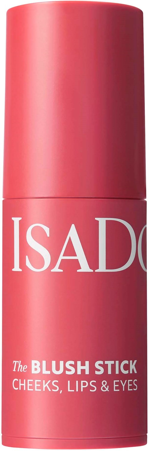 Ein pinkfarbener Behälter mit der Aufschrift Isadora, genannt Blush Stick für Wangen, Lippen und Augen.