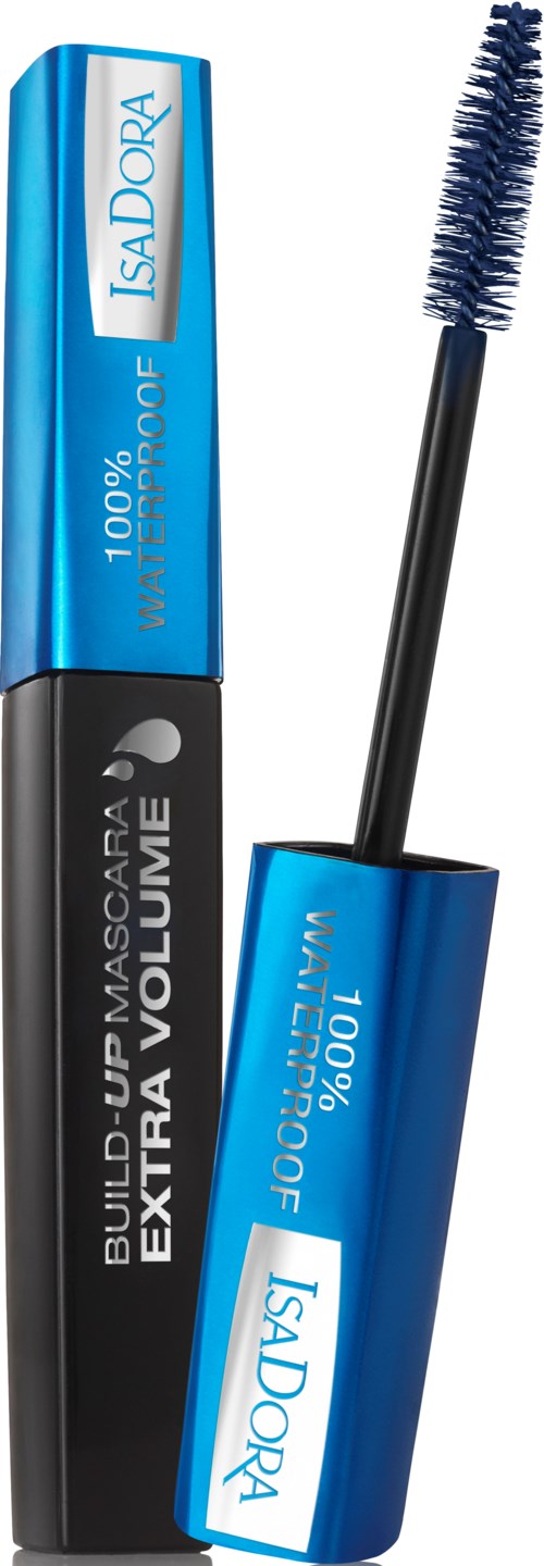Blå och svart mascara rör med märket IsaDora och produktdetaljer.