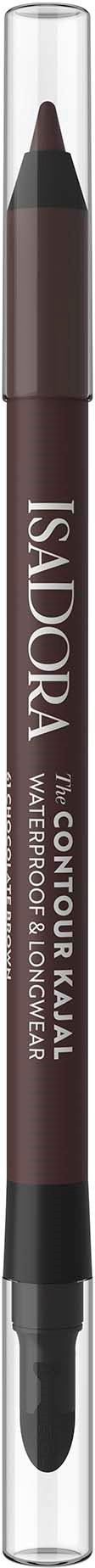 A brown lip liner pencil with a black tip, protected by a clear cap, labeled 'ISADORA CONTUR & KALL'.