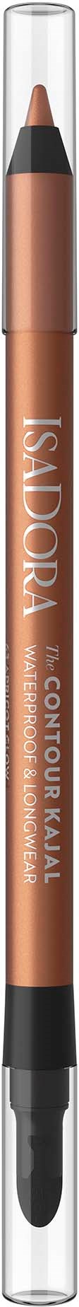 Ein brauner Augenbrauenstift mit durchsichtigem Deckel und schwarzer Spitze. Produktname auf dem Stift.