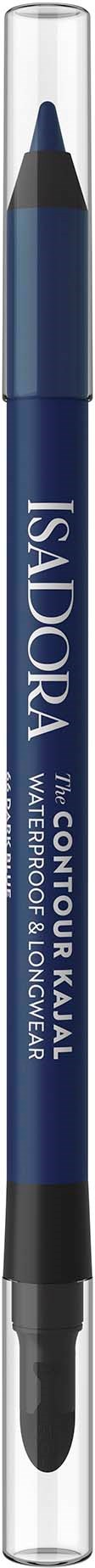 Een blauwe waterbestendige marker met zwarte punt, in een doorzichtige plastic houder, gemarkeerd als Isadora Colour Finale.