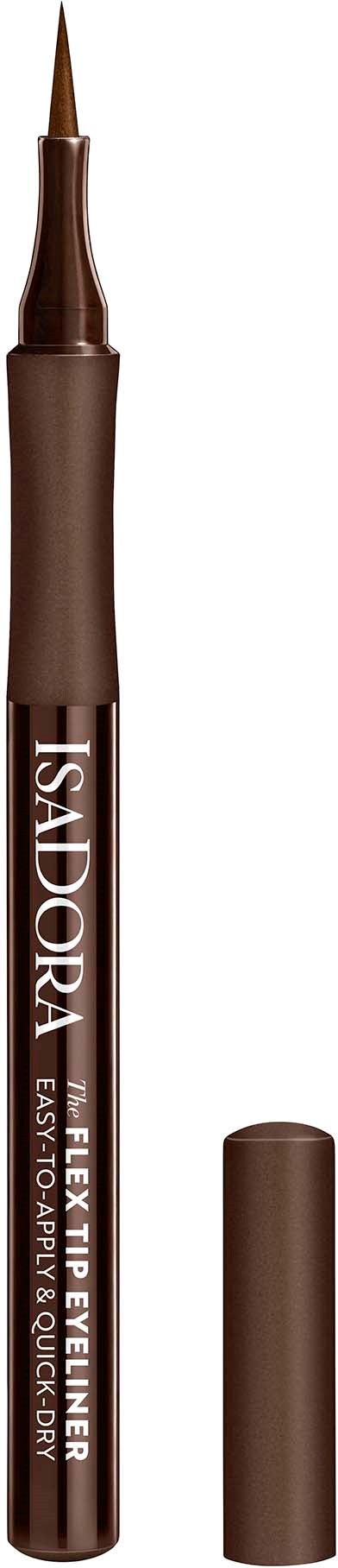 Een bruine pen met een fijne punt en de merknaam Isadora, gebruikt voor oogmake-up.