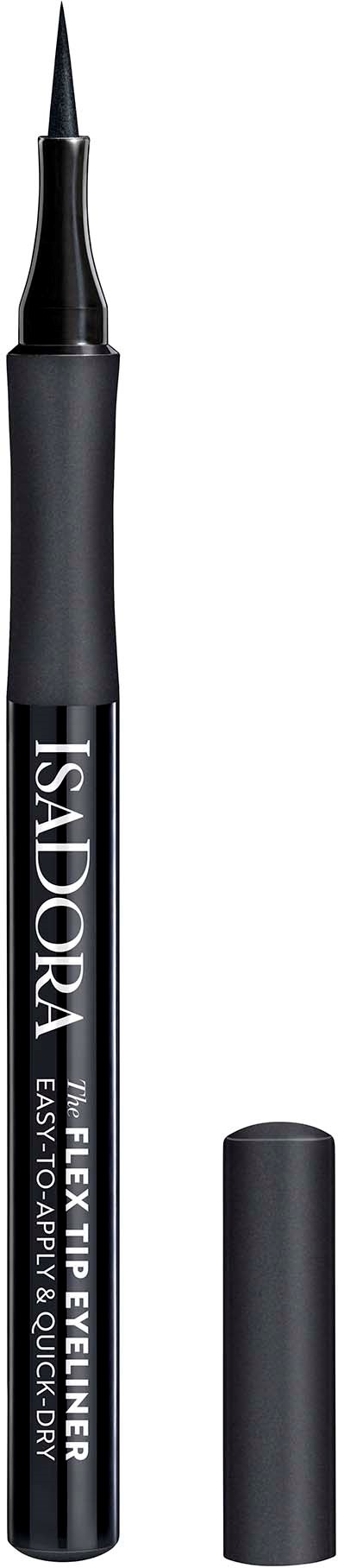 Eine schwarze Stift mit feiner Pinselspitze, gekennzeichnet "IsaDora" für schnelle Augen-Make-up-Anwendung.