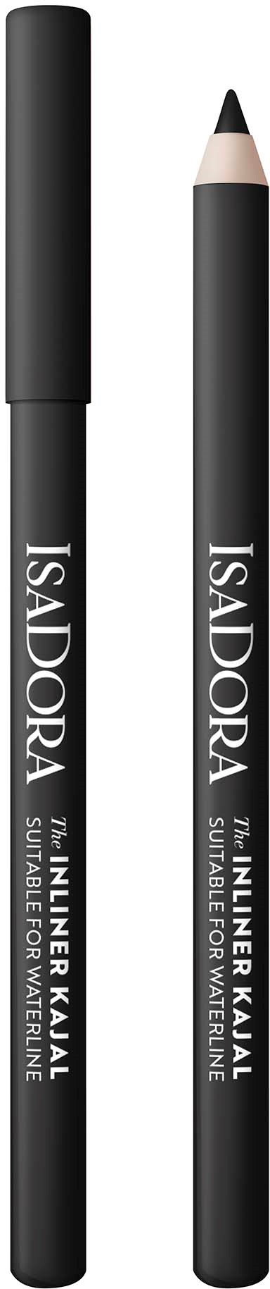 Two black eyeliner pencils with white text and black caps.